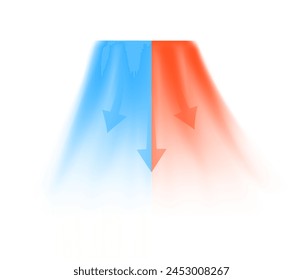 Flujo de aire frío y caliente con flechas que indican la dirección del movimiento del aire. Elemento de diseño de Vector para visualizar el flujo de aire de un acondicionador de aire