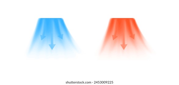 Cold and hot air flow with arrows indicating the direction of air movement