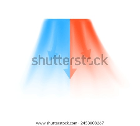 Cold and hot air flow with arrows indicating the direction of air movement. Vector design element for visualizing air flow from an air conditioner