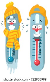 cold hot cartoon thermometer