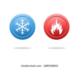 Cold and hot sign symbol. Cooling and heating button design concept . Illustration vector