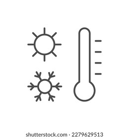 Cold and hot temperature line icon