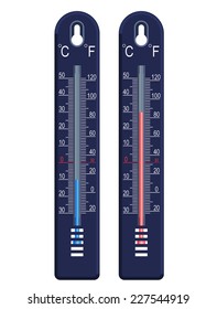 cold and hot, thermometer, two variants - the temperature is below zero and above zero. vector illustration - you can simply change color and size