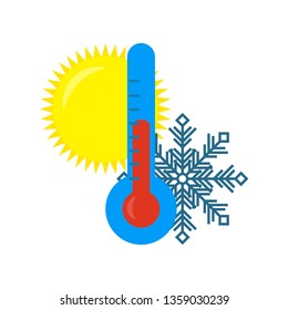 Cold and hot weather thermometer. Icon vector illustration on white background.