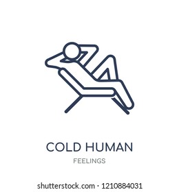 cold human icon. cold human linear symbol design from Feelings collection. Simple outline element vector illustration on white background.