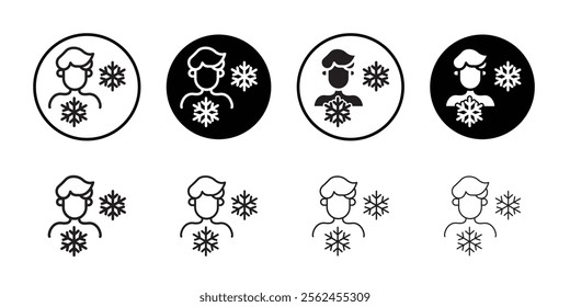 Cold human icon Thin line flat illustration