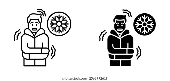 Cold human icons in outline and fill. vector illustration for ui.