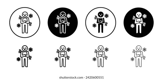 Cold human vector icon set collection. Cold human Outline flat Icon.