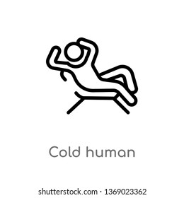 cold human vector line icon. Simple element illustration. cold human outline icon from feelings concept. Can be used for web and mobile
