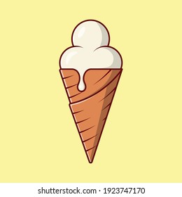 Cold ice cream icon. Flat illustration of cold ice cream vector icon for web design. melting ice cream cone