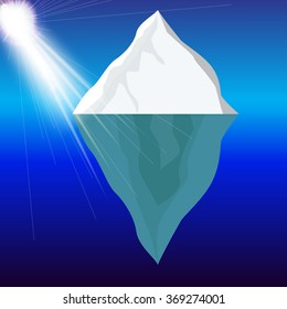 Cold Iceberg in Ocean Under Sun Shine. Vector Illustration. EPS10