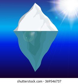 Cold Iceberg in Ocean Under Sun Shine. Vector Illustration. EPS10