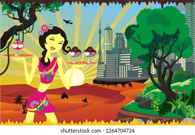 Cold Ice-cream In The Desert in vector