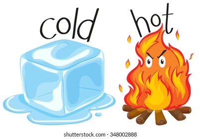 Cold icecube   hot fire illustration