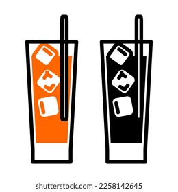 Cold iced drinks icons on white background