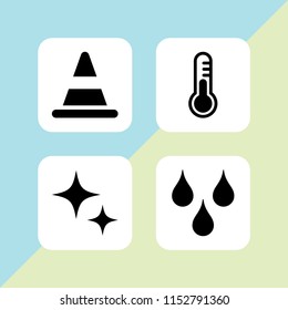 cold icon. 4 cold set with star, science thermometer, cone and shower vector icons for web and mobile app