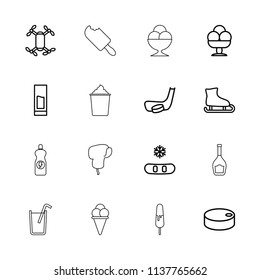 Cold icon. collection of 16 cold outline icons such as snowflake, ice skating, axle with propeller, drink, ice cream, hockey puck. editable cold icons for web and mobile.