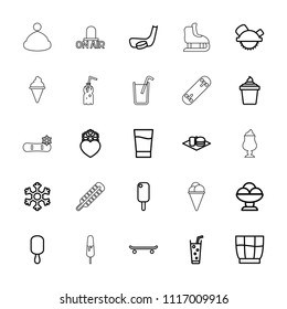 Cold icon. collection of 25 cold outline icons such as saw blade, ice cream, ice cream on stick, soda, soda and burger, skating. editable cold icons for web and mobile.