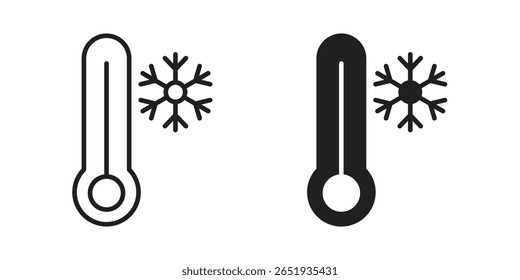 Ícone Frio. Versões plana e traçado. Elementos gráficos.