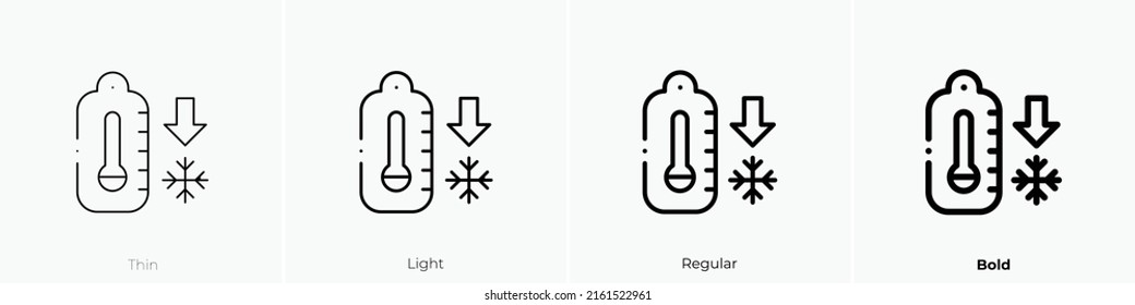 icono frío. Signo de estilo lineal aislado en fondo blanco. Ilustración vectorial.
