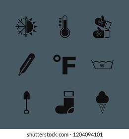cold icon. cold vector icons set mittens, shovel, ice cream and snowflake sun