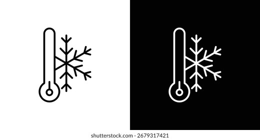 Símbolos de Vector de icono frío en líneas blancas y negras