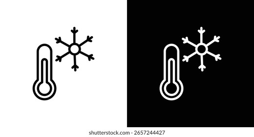 Kalte Symbole im Linienstil. Bearbeitbare schwarze und weiße Striche