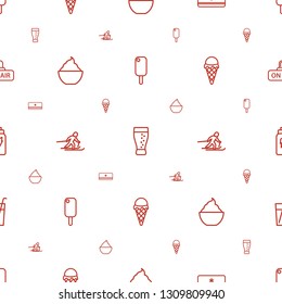 cold icons pattern seamless white background. Included editable outline ice cream, soda, air conditioner, milkshake, skiing, energetic drink icons. cold icons for web and mobile.
