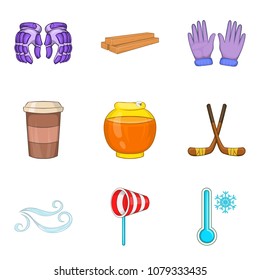 Cold icons set. Cartoon set of 9 usual cold vector icons for web isolated on white background