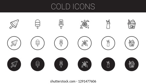 cold icons set. Collection of cold with ice cream, popsicle, propeller, whipped cream. Editable and scalable cold icons.