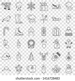 Cold icons set. Outline style of 36 cold vector icons for web for any design