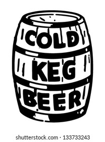 Cold Keg Beer - Retro Clip Art Illustration