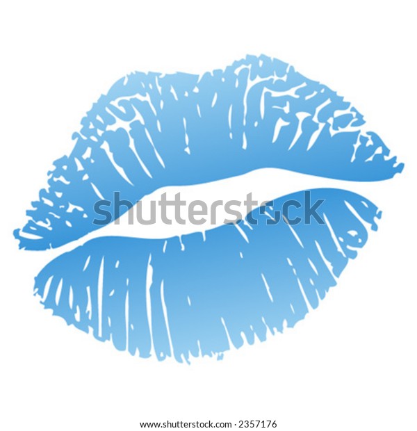 Cold Kiss_lips Blue Lipstick Mark White Stock Vector (Royalty Free) 2357176