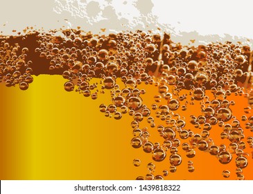 Cold lager beer drink with bubbles and drops detail