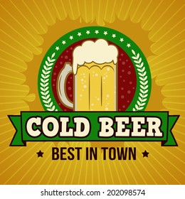 Cold larger beer. Poster in vintage style, vector illustration