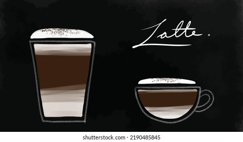 Cold Latte And Hot Latte Drawing
