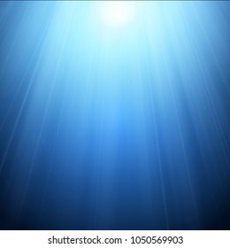 Cold light blue background. Vector rays of light. Magic concept