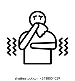 Diseño de iconos de línea de vectores de hombre frío