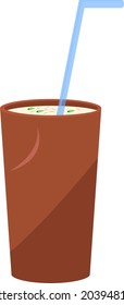 Leche fría en taza, ilustración, vector sobre fondo blanco.