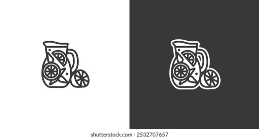 Cold mojito in a decanter on white and black background. Original vector illustration in vintage style. Hand drawn, not AI