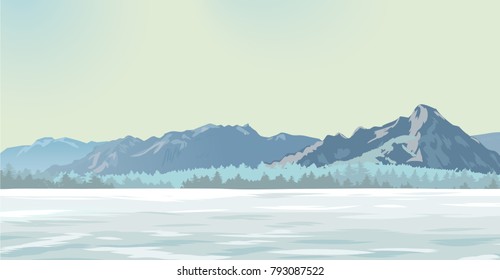 nieve en el fondo de las montañas