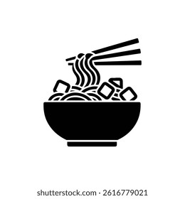 Cold Noodles with Ice Icon in Black Fill Clean Design
