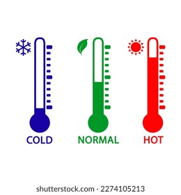 Cold Normal Hot . Simple icon liquid thermometer cold normal and hot