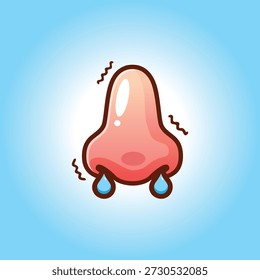 Dibujos animados de nariz fría y secreción nasal