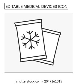 Cold Pack Line Symbol. Kühlpackungen für Traumata. Brustprävention. Konzept der Medizinprodukte. Einzige Vektorgrafik. Bearbeitbarer Hub