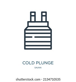 Cold Plunge Thin Line Icon. Ice, Winter Linear Icons From Sauna Concept Isolated Outline Sign. Vector Illustration Symbol Element For Web Design And Apps.