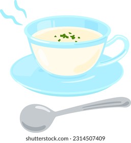 Cold potato soup in a glass cup