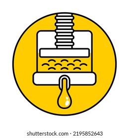 Cold press oil extractor - natural oilseed processing without heat or chemicals. Vector stamp for labeling of skincare and cosmetics products