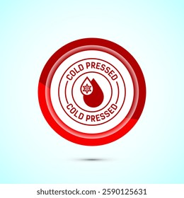 Cold pressed icon design illustration. Cold pressed label badge logo design template, Red color button design
