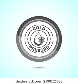 Cold pressed icon design illustration. Cold pressed label badge logo design template, Gray color button design